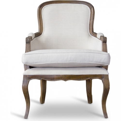 Napoleon Accent Chair in Beige Fabric & Ash Wood